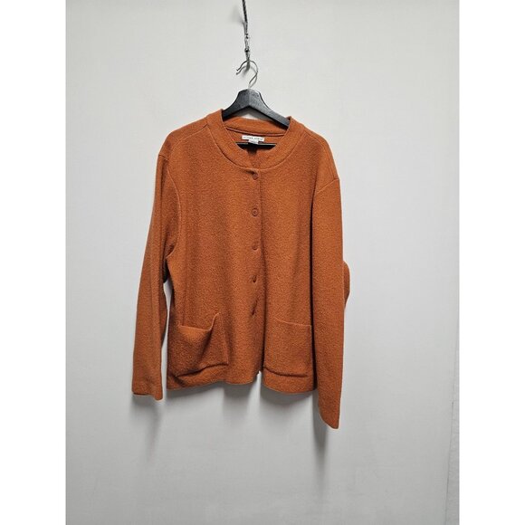 JILLIAN JONES Wool Button-Up Long sleeve Sweater Cardigan Rust Size XL